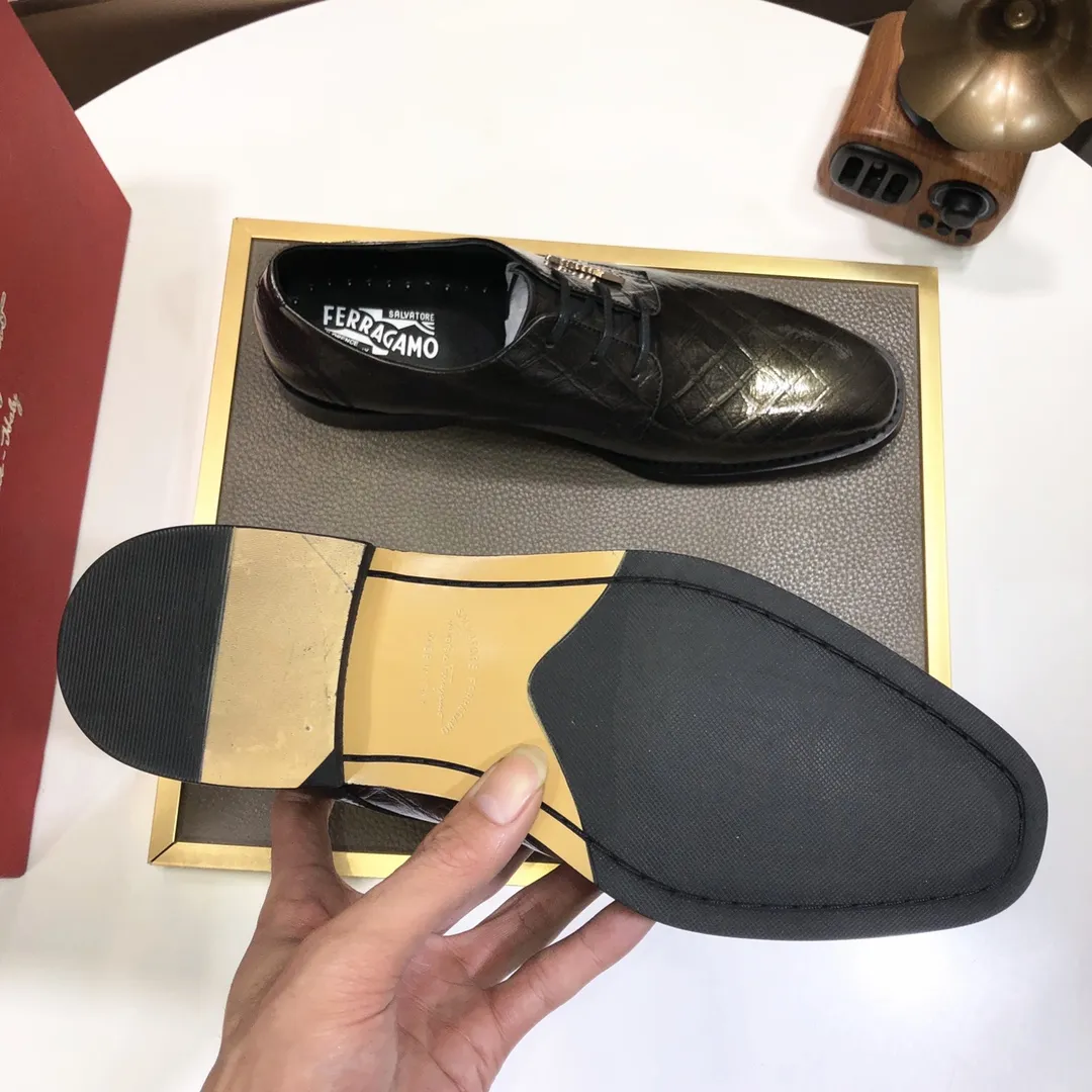 Men's shoes 💰480💰[Ferragamo/Ferragamo] The latest model in the counter, original imported cowhide fabric + sheepskin lining + original luxury metal buckle + original combination outsole, no pressure in comparison 38--44 (custom-made for 45, non-refundable)